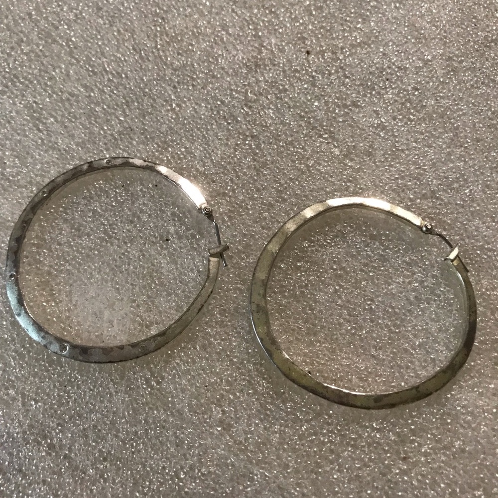 Silver-Tone Textured Hoop Earrings - Classic Women’s Jewelry